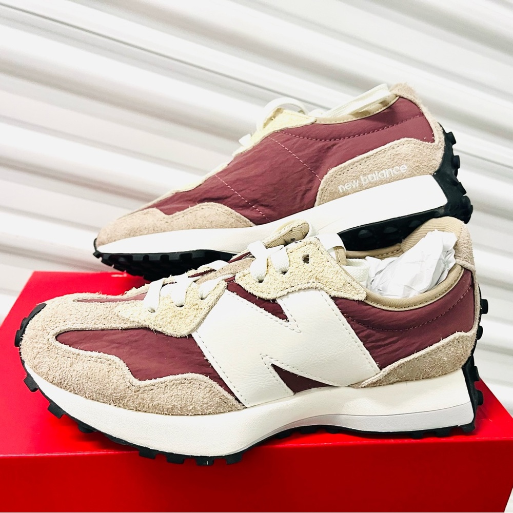 New Balance 327 Women 12/M10.5 Unisex Casual Sneakers Shoes Driftwood Burgundy - Picture 10 of 13